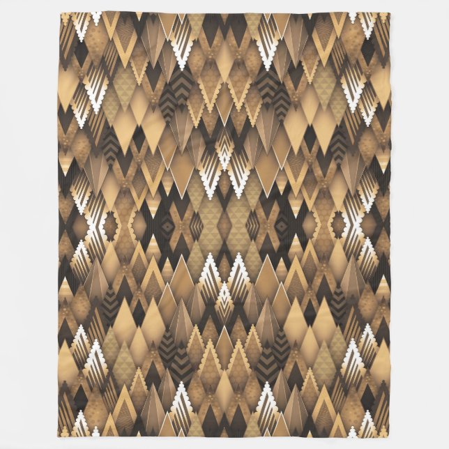 TRIBAL RUSTIC TRIANGULAR PATTERN  FLEECE BLANKET (Front)