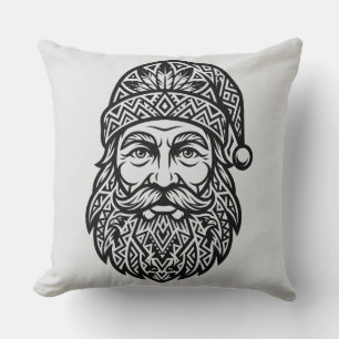 Tribal Santa Face Throw Pillow