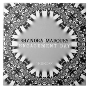 Tribal Satin + Silver Engagement Keepsake Gift Tile