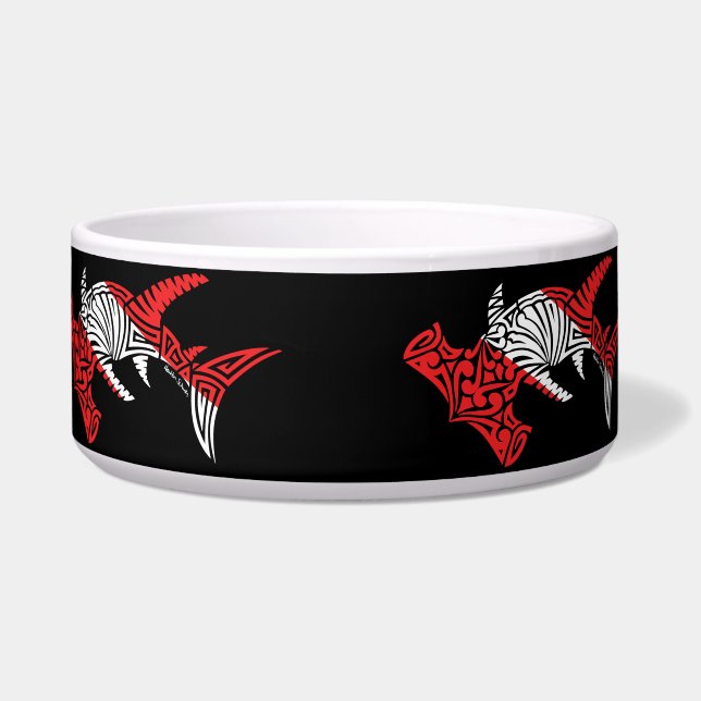Tribal Scuba Flag Hammerhead Pet Bowl (Front)
