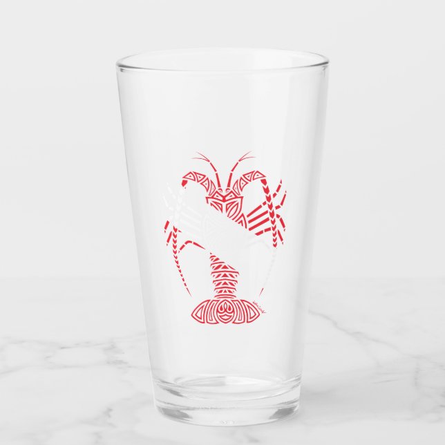 Tribal Scuba Flag Spiny Lobster Glass (Front)