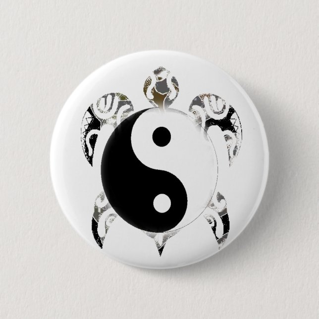 Tribal Sea Turtle 2 Inch Round Button (Front)