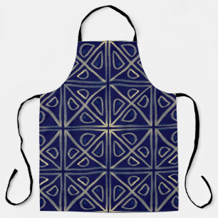 Tribal Seamless Blue Geometric Pattern. Striped Ha Apron