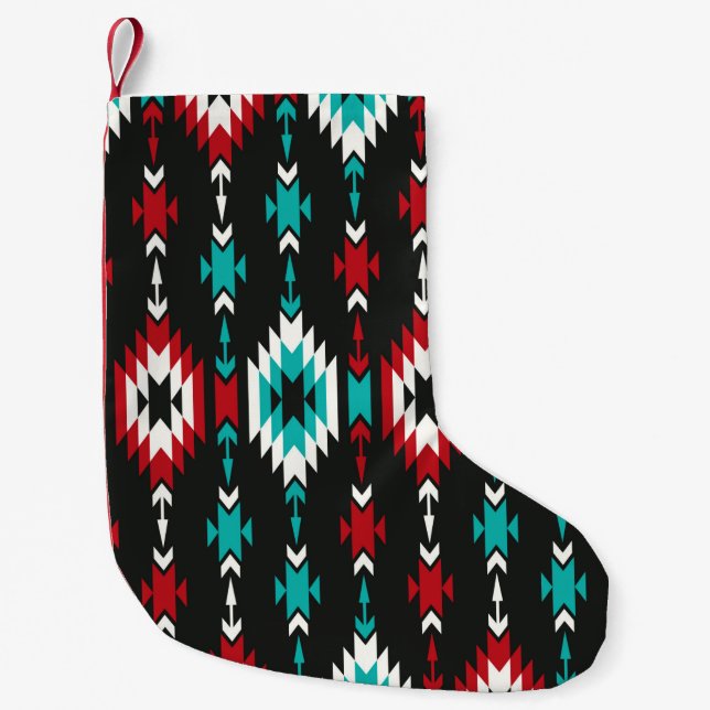Tribal seamless colorful geometric pattern. Ethnic Small Christmas Stocking (Front)