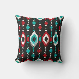 Tribal seamless colorful geometric pattern. Ethnic Throw Pillow