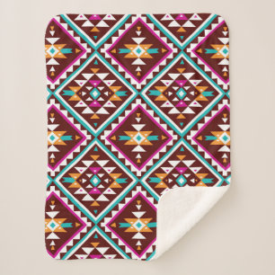 Tribal seamless colourful geometric pattern sherpa blanket