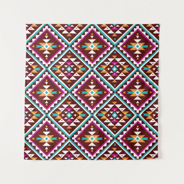 Tribal seamless colourful geometric pattern tapestry (Front)