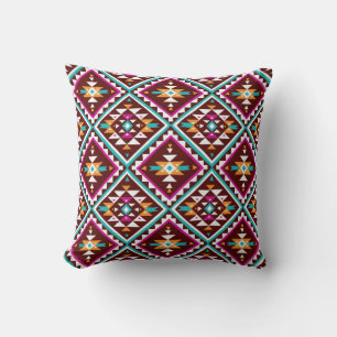 Tribal seamless colourful geometric pattern throw pillow