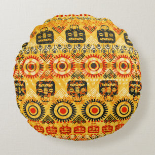 Tribal seamless pattern round pillow