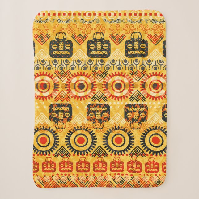 Tribal seamless pattern sherpa blanket (Front)