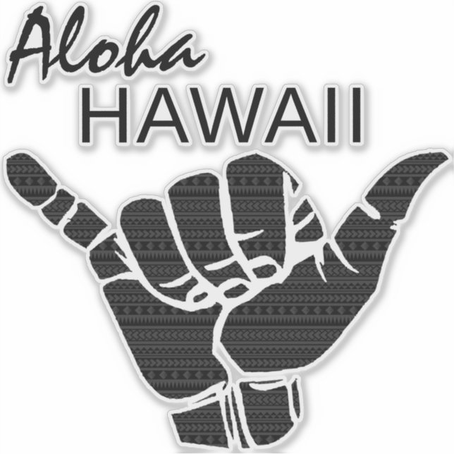 TRIBAL SHAKA (HANG LOOSE) - ALOHA HAWAII Blk (Front)