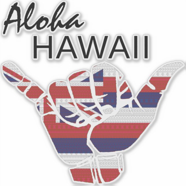 TRIBAL SHAKA (HANG LOOSE) ALOHA HAWAII HI FLAG LT (Front)