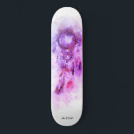 *~* Tribal Shamanic Sacred Dream Catcher Shaman Skateboard<br><div class="desc">* Western BOHO American Watercolor Abstract Dream Catcher Journey with lovely Feathers as a Shamanic symbol for a Native American Spiritual Healer or BOHEMIAM design. * . *** The colours are strong LAVENDER PURPLE and PINK MAGENTA. There is space for Social Media information. This spirit based esoteric popular boho creative...</div>