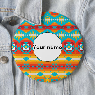 Tribal shapes rows 6 inch round button