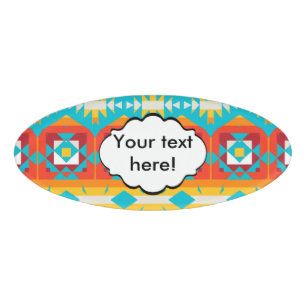 Tribal shapes rows name tag