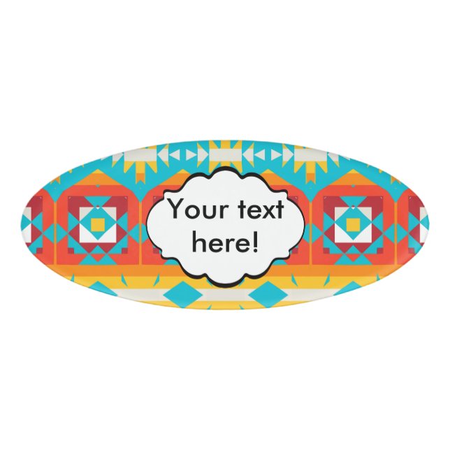 Tribal shapes rows name tag (Front)