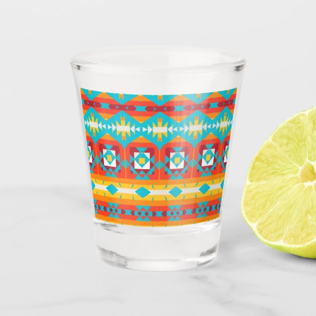 Tribal shapes rows shot glass (Front)