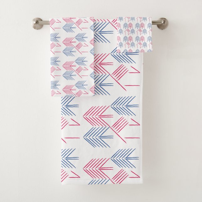 Tribal simplistic seamless pattern design bath towel set (Insitu)