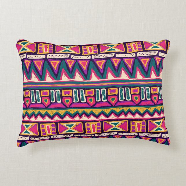 Tribal sketches: hand-drawn aztec pattern. accent pillow (Front)