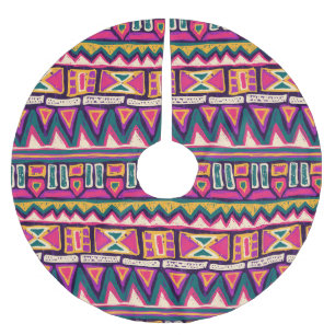 Tribal sketches: hand-drawn aztec pattern. brushed polyester tree skirt