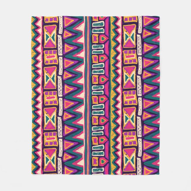 Tribal sketches: hand-drawn aztec pattern. fleece blanket (Front)