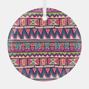 Tribal sketches: hand-drawn aztec pattern. glass ornament