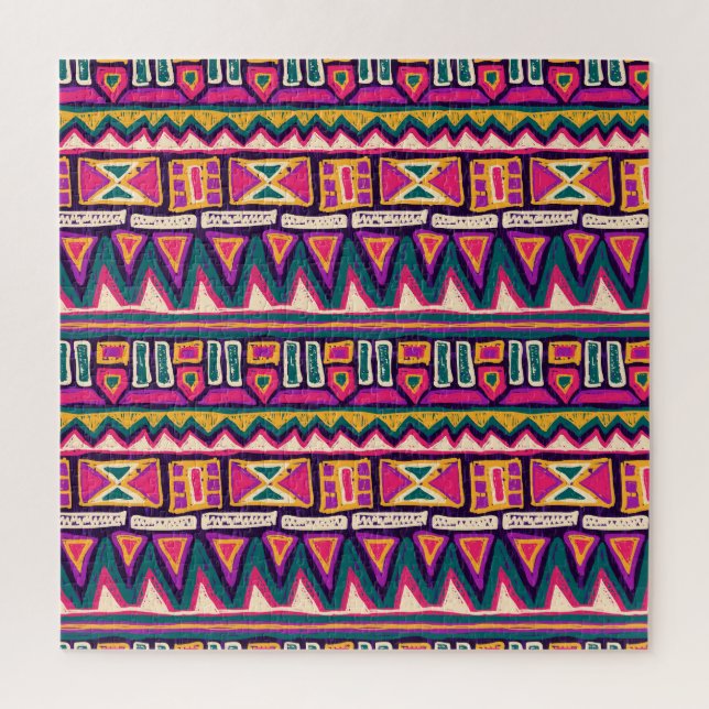 Tribal sketches: hand-drawn aztec pattern. jigsaw puzzle (Vertical)