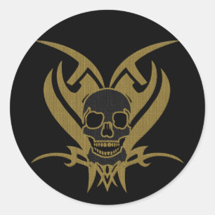 TRIBAL SKULL CLASSIC ROUND STICKER