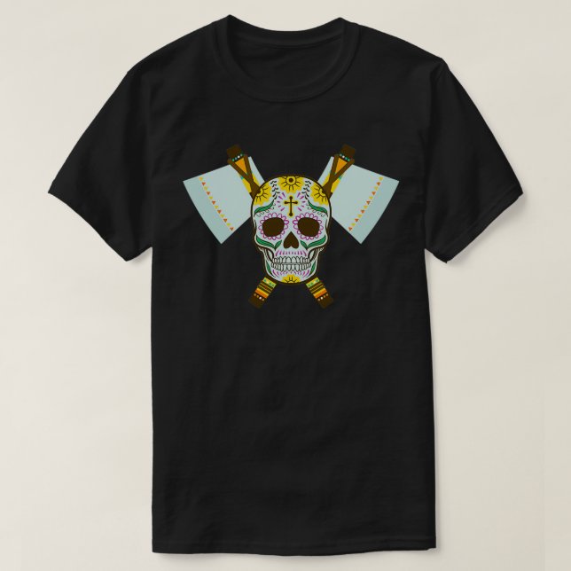 Tribal Skull Dual Axe 3 T-Shirt (Design Front)