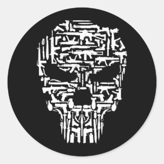 Tribal Skull, Guns and Knives Products Classic Round Sticker