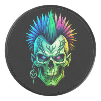 Tribal Skull Hockey Puck