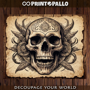 Tribal skull on parchment poster