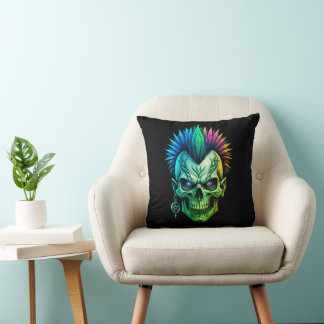Tribal Skull Throw Pillow