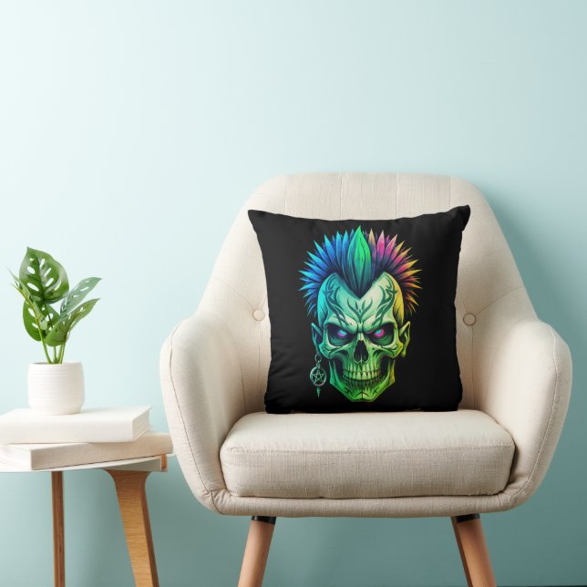 Tribal Skull Throw Pillow (Chair)