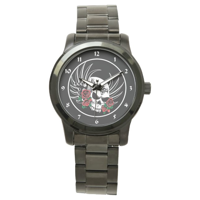 Tribal Skull with Roses Watch (Front)