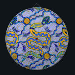 Tribal Snake Dartboard<br><div class="desc">Tribal folk art,  Aborigine snake,  yellow blue,  ethnic art,  primitive art,  Aboridine decor,  boho decor,  tribal art,  tribal decor,  Virginia Vivier,  Vagabond Folk Art.</div>