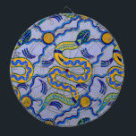 Tribal Snake Dartboard<br><div class="desc">Tribal folk art,  Aborigine snake,  yellow blue,  ethnic art,  primitive art,  Aboridine decor,  boho decor,  tribal art,  tribal decor,  Virginia Vivier,  Vagabond Folk Art.</div>