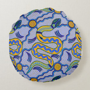 Tribal Snake Round Pillow