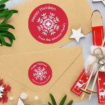 Tribal Snowflake Geometric Christmas Red Classic Round Sticker<br><div class="desc">Elegant christmas snowflake design with a tribal look.</div>