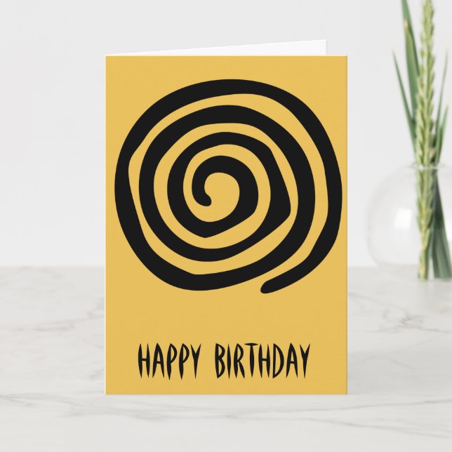 Tribal spiral Petroglyph primitive art birthday Card (Front)