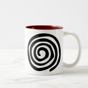Tribal spiral petroglyph tribal art Two-Tone coffee mug