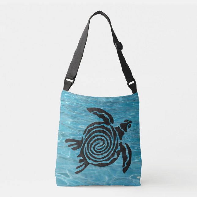 Tribal Spiral Sea Turtle  Crossbody Bag (Front)