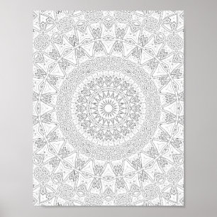 Tribal Starburst Coloring Page Pattern Artwork Poster