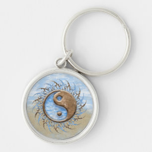 Tribal Stone & Water Yin Yang Keychain
