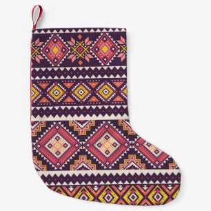 Tribal striped, geometric seamless pattern. small christmas stocking
