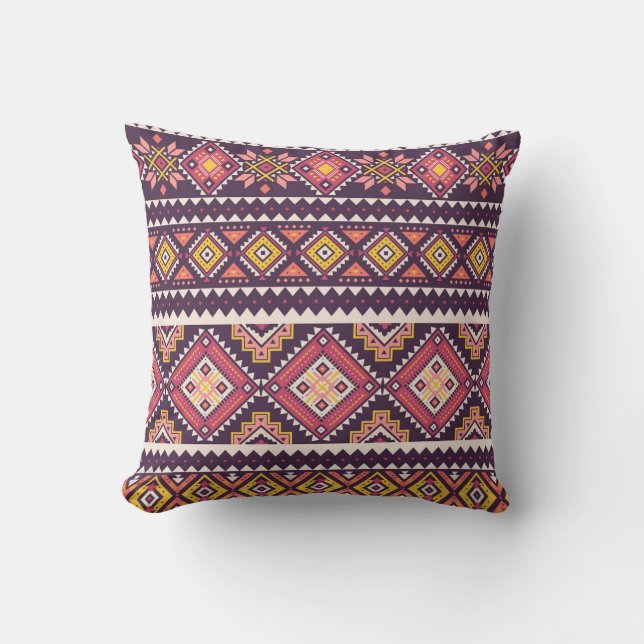 Tribal striped, geometric seamless pattern. throw pillow (Front)