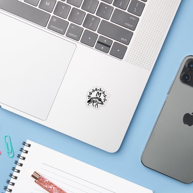 Tribal Striped Hyena Monogram Contour (Laptop w/ iPhone)