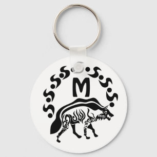 Tribal Striped Hyena Monogram Keychain