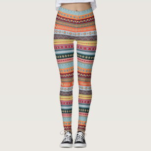 Tribal Stripes Colourful Geometric Pattern Legging