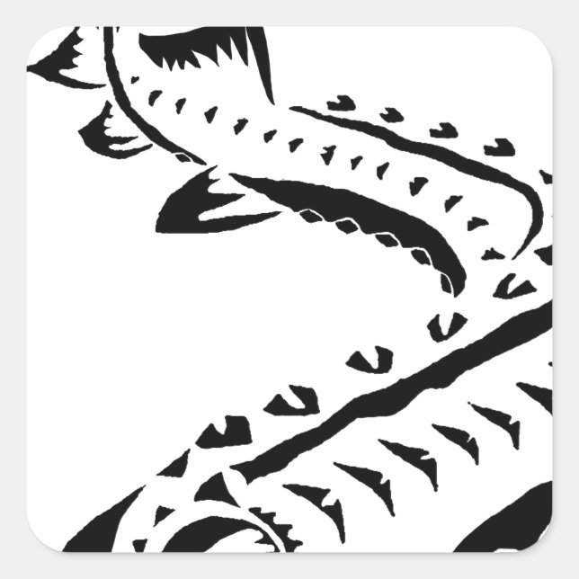 Tribal Sturgeon - Huso Beluga Square Sticker (Front)